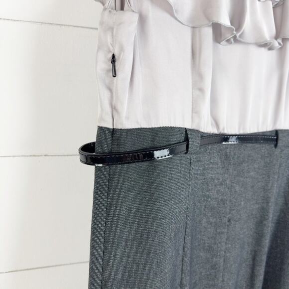 AB Studio Grey Charcoal Belted Zipper Sleeveless Dress‎ Sz 6 - Picture 5 of 9